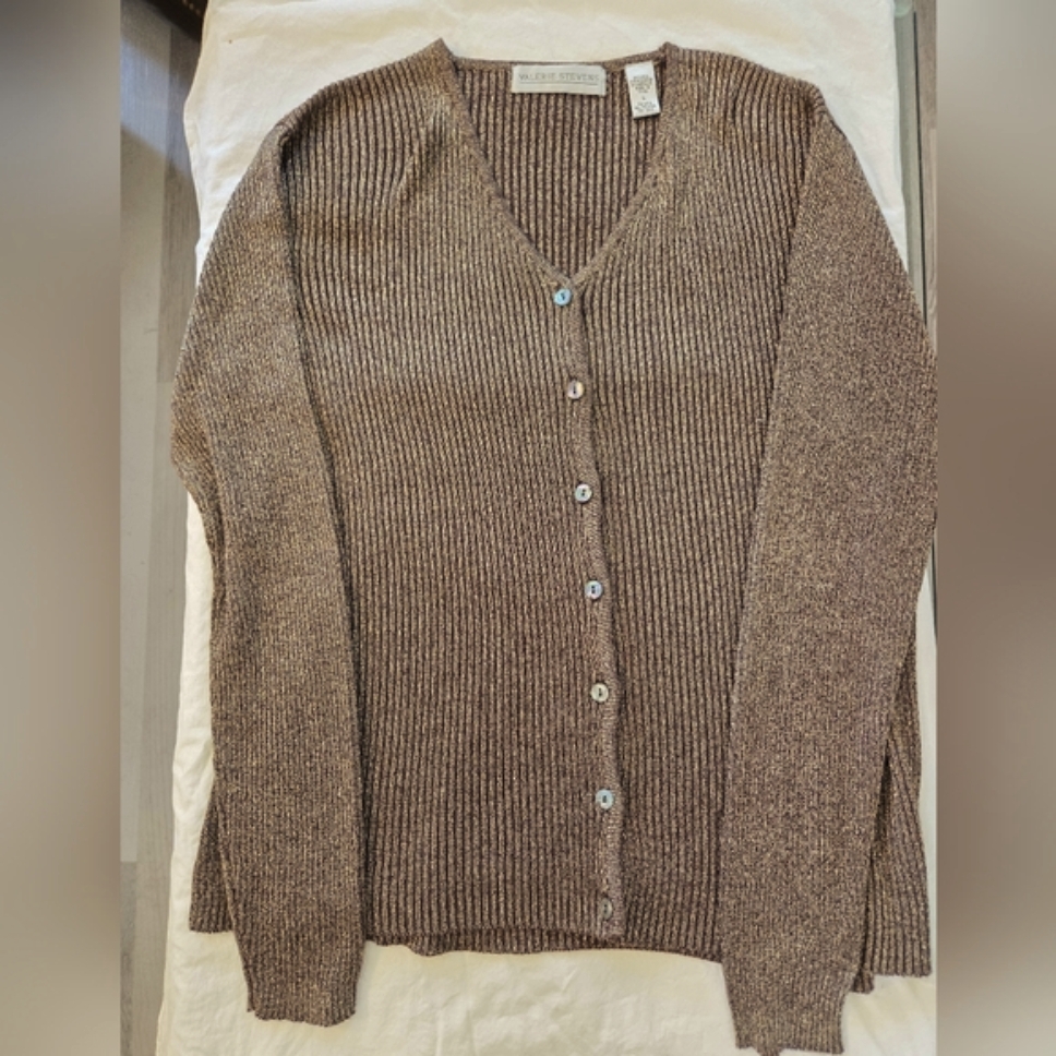 Valerie Stevens Chocolate Brown V-Neck Cardigan